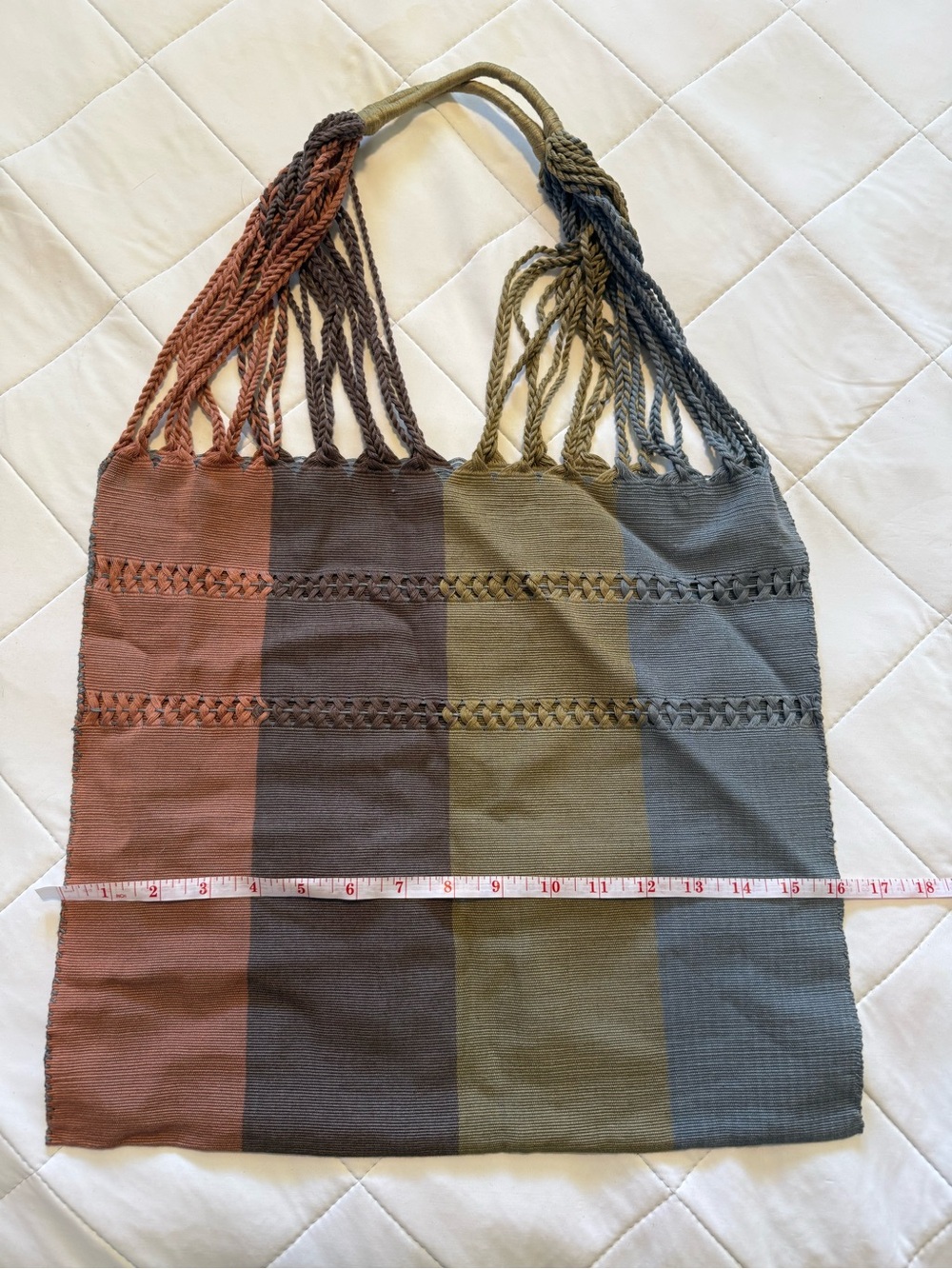 Handmade Mexican Woven Shoulder Tote Bag Multicolor Boho Artisan Market Purse